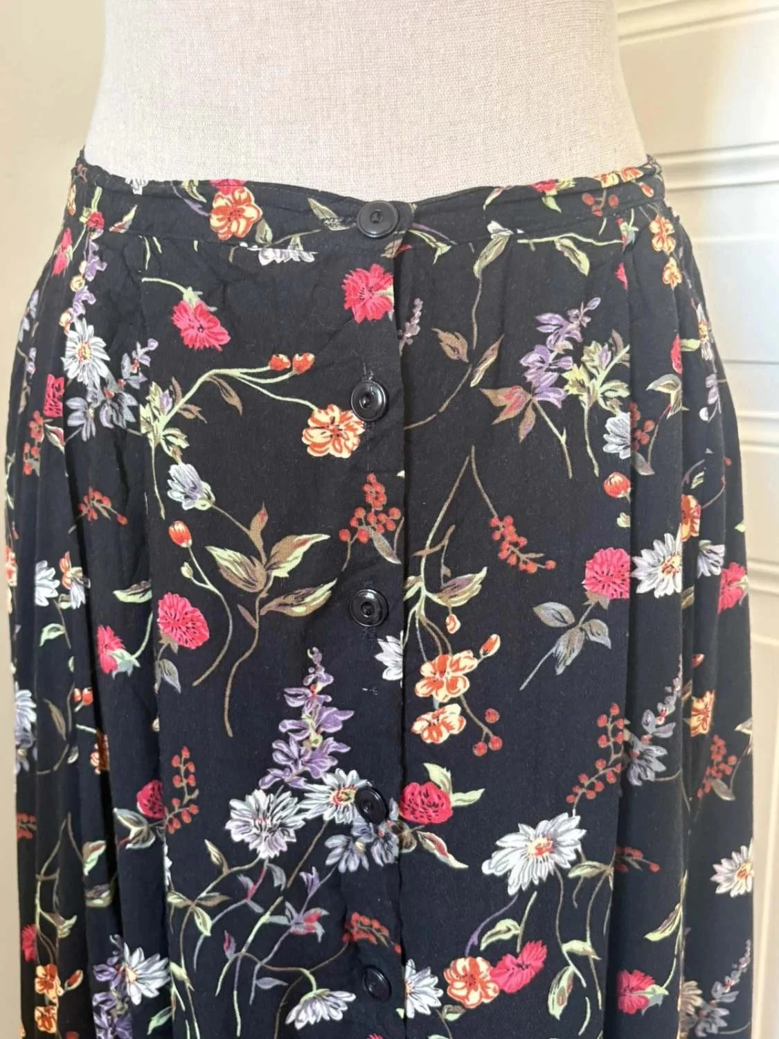 Saia midi SMW Style My Way XL fluida florida com botões na frente 100% rayon – photo 2